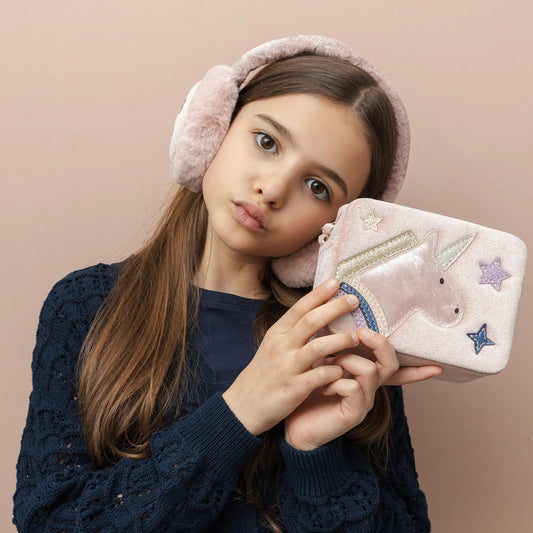 Mimi & Lula Einhorn-Tasche – rosa Glitzer-Velours