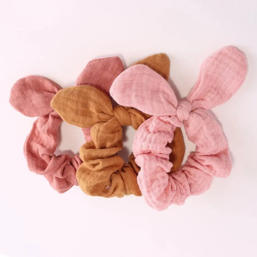 Luciole et Petit Pois Haargummi – Bernsteinfarbene Doppelgaze Mokkini Kindermode Haargummis