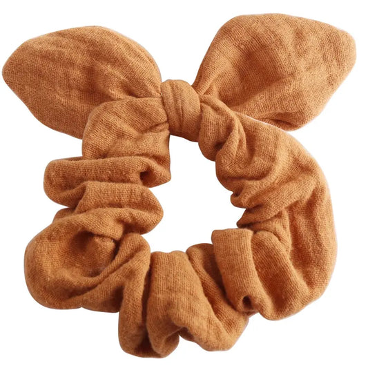 Luciole et Petit Pois Haargummi – Bernsteinfarbene Doppelgaze Mokkini Kindermode Haargummis