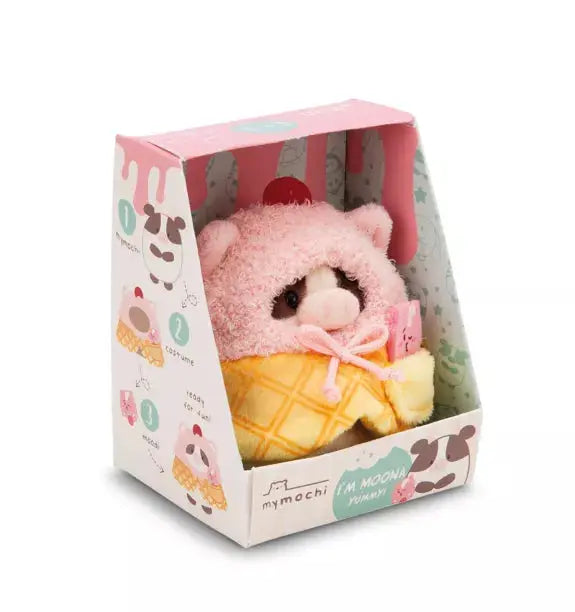 NICI mymochi Mini-Plüschtier Kuh Moona im Softeis-Kostüm Mokkini Kindermode Plüschtier