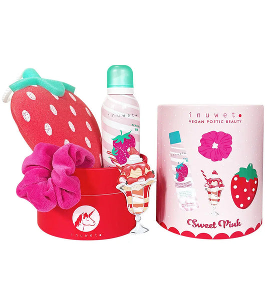 inuwet Geschenkset Bad & Dusche Erdbeere | Sweet Pink Edition Mokkini Kindermode Geschenkset