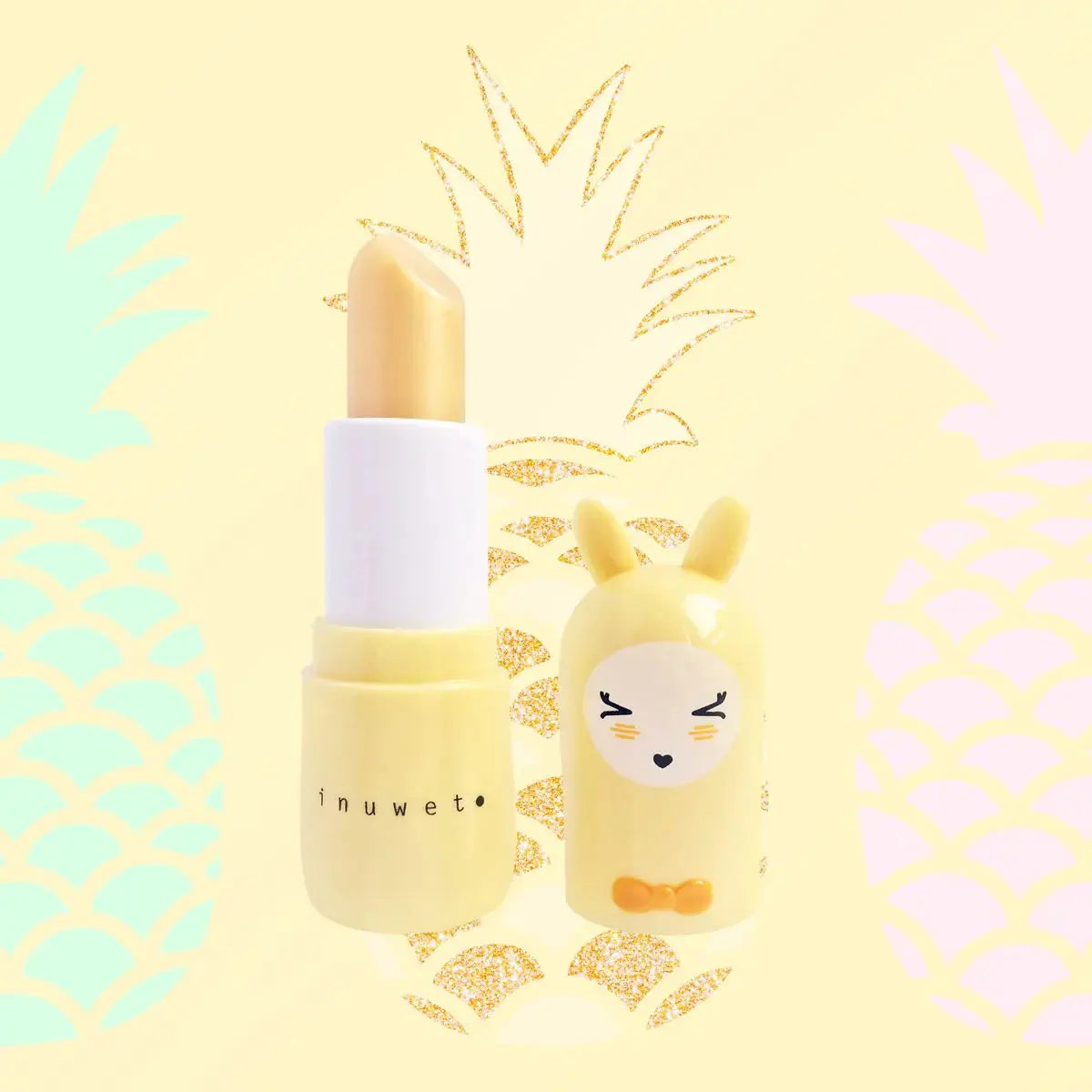 inuwet Lip Balm Bunny | PINEAPPLE GLITTER GOLD YELLOW Edition Mokkini Kindermode Pflege